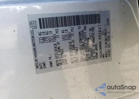 2013 Infiniti Jx35 from USA, damaged, VIN 5N1AL0MM6DC302627